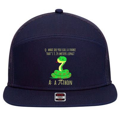 Python Pithon Pi Symbol Funny Math Teacher Pi Day 7 Panel Mesh Trucker Snapback Hat