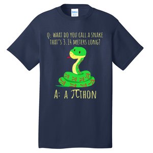 Python Pithon Pi Symbol Funny Math Teacher Pi Day Tall T-Shirt