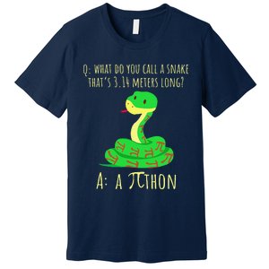 Python Pithon Pi Symbol Funny Math Teacher Pi Day Premium T-Shirt