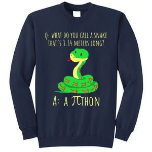 Python Pithon Pi Symbol Funny Math Teacher Pi Day Tall Sweatshirt