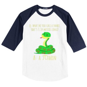 Python Pithon Pi Symbol Funny Math Teacher Pi Day Baseball Sleeve Shirt