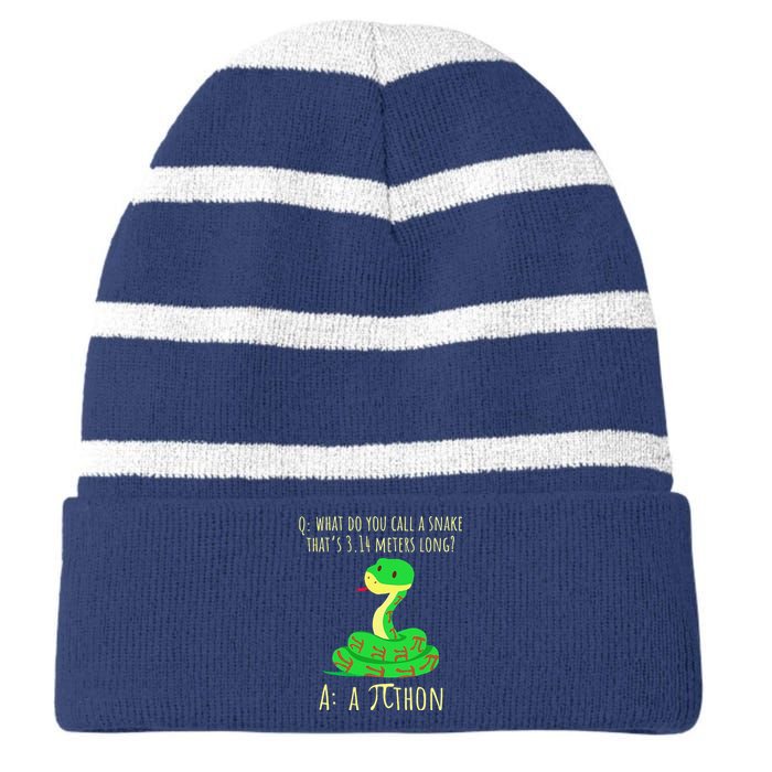 Python Pithon Pi Symbol Funny Math Teacher Pi Day Striped Beanie with Solid Band