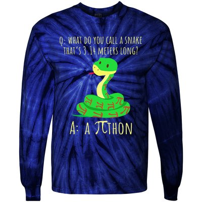 Python Pithon Pi Symbol Funny Math Teacher Pi Day Tie-Dye Long Sleeve Shirt