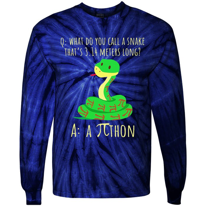 Python Pithon Pi Symbol Funny Math Teacher Pi Day Tie-Dye Long Sleeve Shirt