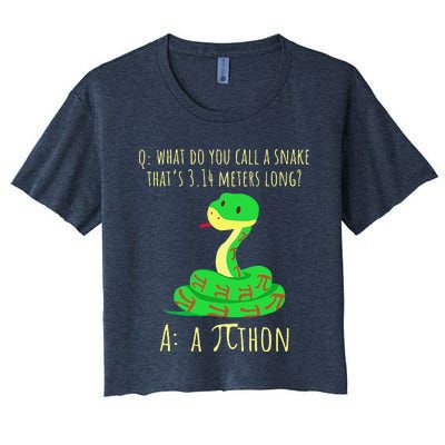 Python Pithon Pi Symbol Funny Math Teacher Pi Day Women's Crop Top Tee