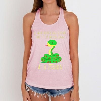 Python Pithon Pi Symbol Funny Math Teacher Pi Day Women's Knotted Racerback Tank