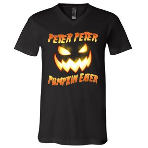 Peter Peter Pumpkin Eater Jack O Lantern V-Neck T-Shirt