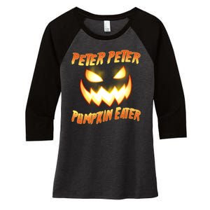 Peter Peter Pumpkin Eater Jack O Lantern Women's Tri-Blend 3/4-Sleeve Raglan Shirt