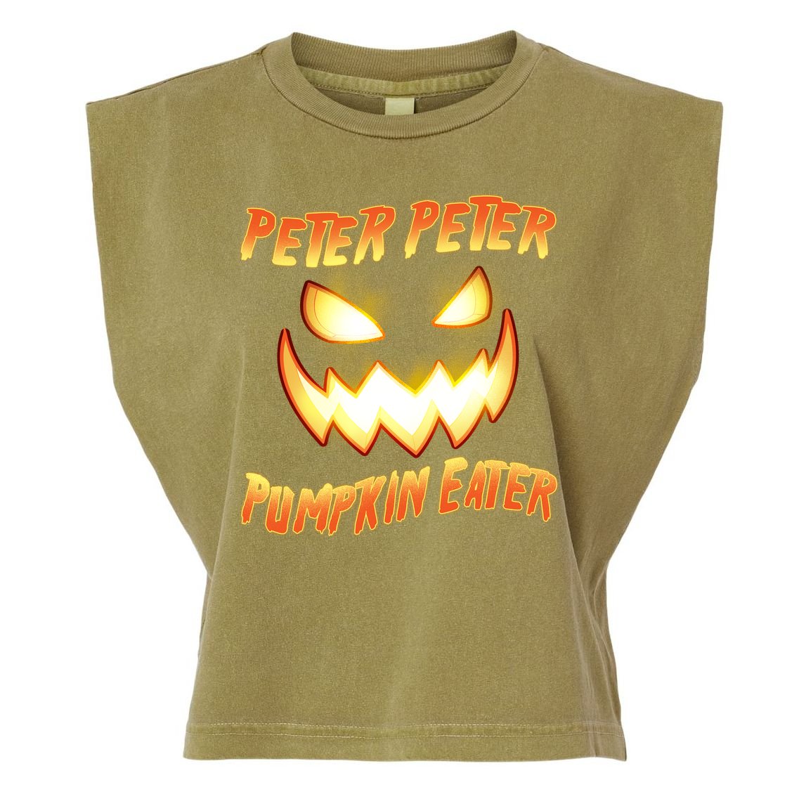 Peter Peter Pumpkin Eater Jack O Lantern Garment-Dyed Women's Muscle Tee