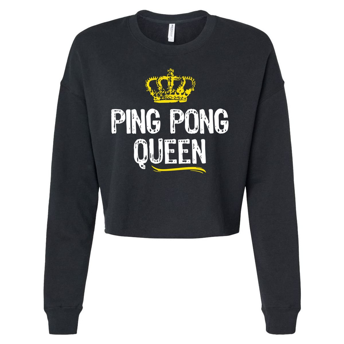 Ping Pong Queen Women Girl Player Table Tennis Funny Gift Cropped Pullover Crew