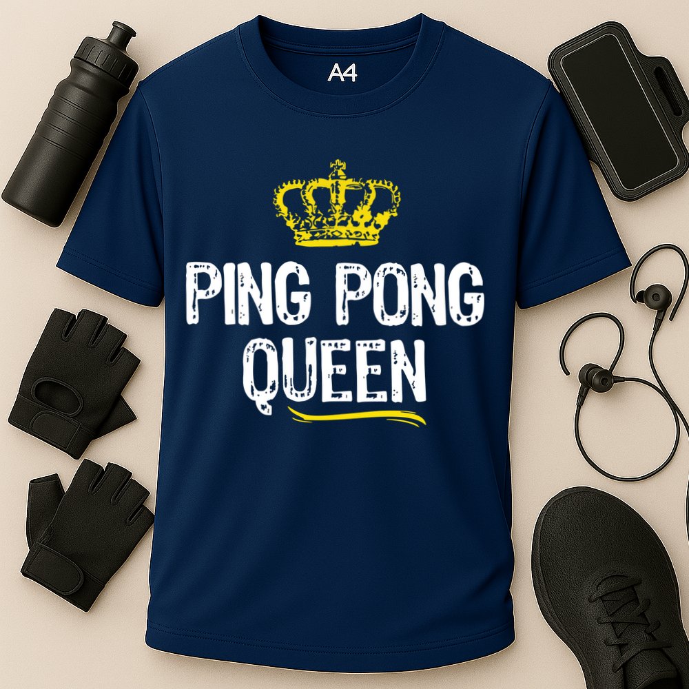 Ping Pong Queen Women Girl Player Table Tennis Funny Gift Cooling Performance Crew T-Shirt
