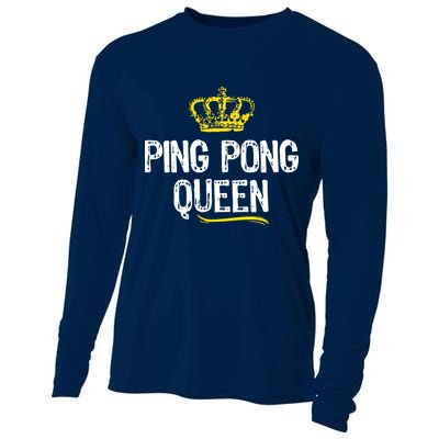 Ping Pong Queen Women Girl Player Table Tennis Funny Gift Cooling Performance Long Sleeve Crew