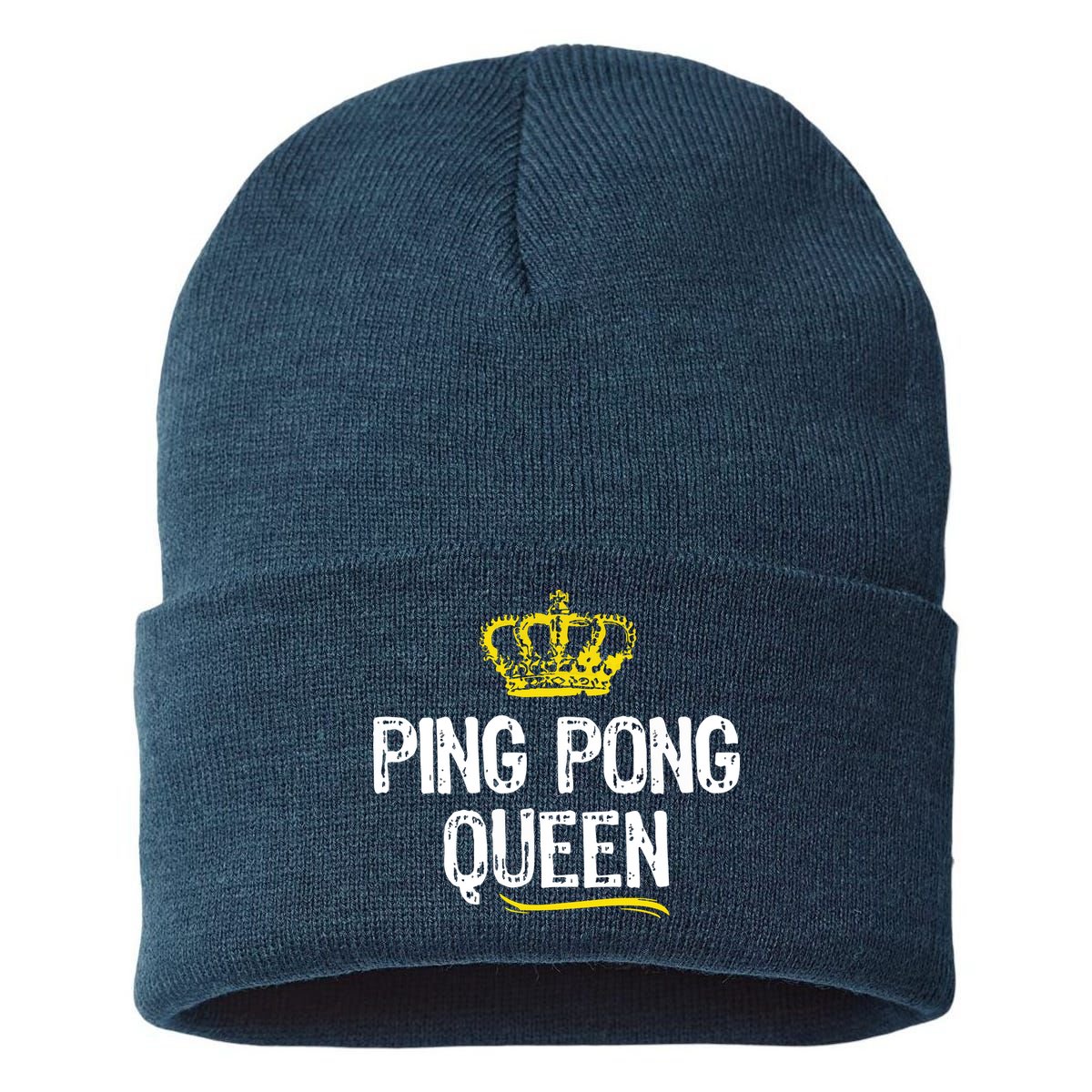 Ping Pong Queen Women Girl Player Table Tennis Funny Gift Sustainable Knit Beanie