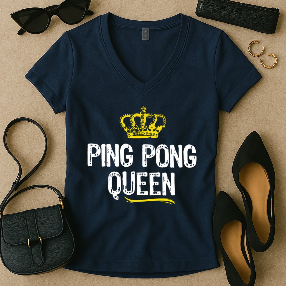 Ping Pong Queen Women Girl Player Table Tennis Funny Gift Women's V-Neck T-Shirt
