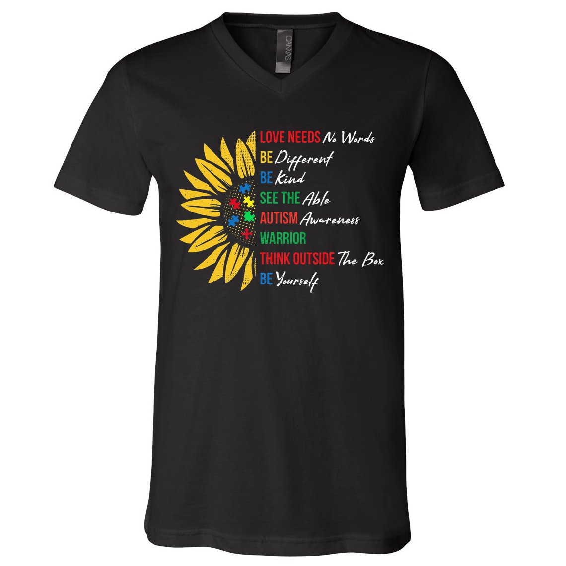 Puzzle Piece Quotes Inspirational Autism Awareness Gift V-Neck T-Shirt