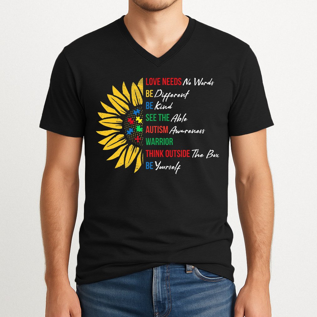 Puzzle Piece Quotes Inspirational Autism Awareness Gift V-Neck T-Shirt