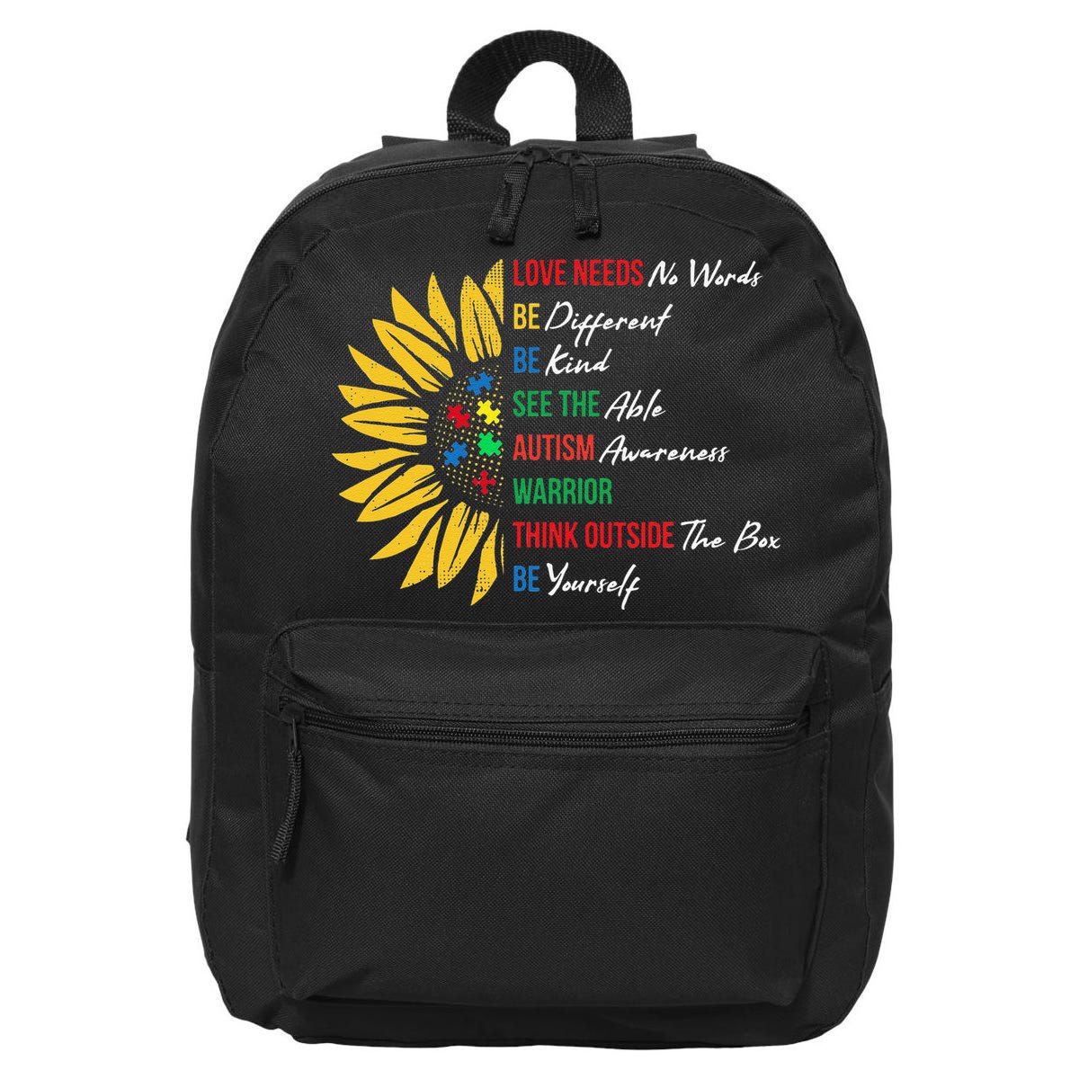Puzzle Piece Quotes Inspirational Autism Awareness Gift 16 in Basic Backpack