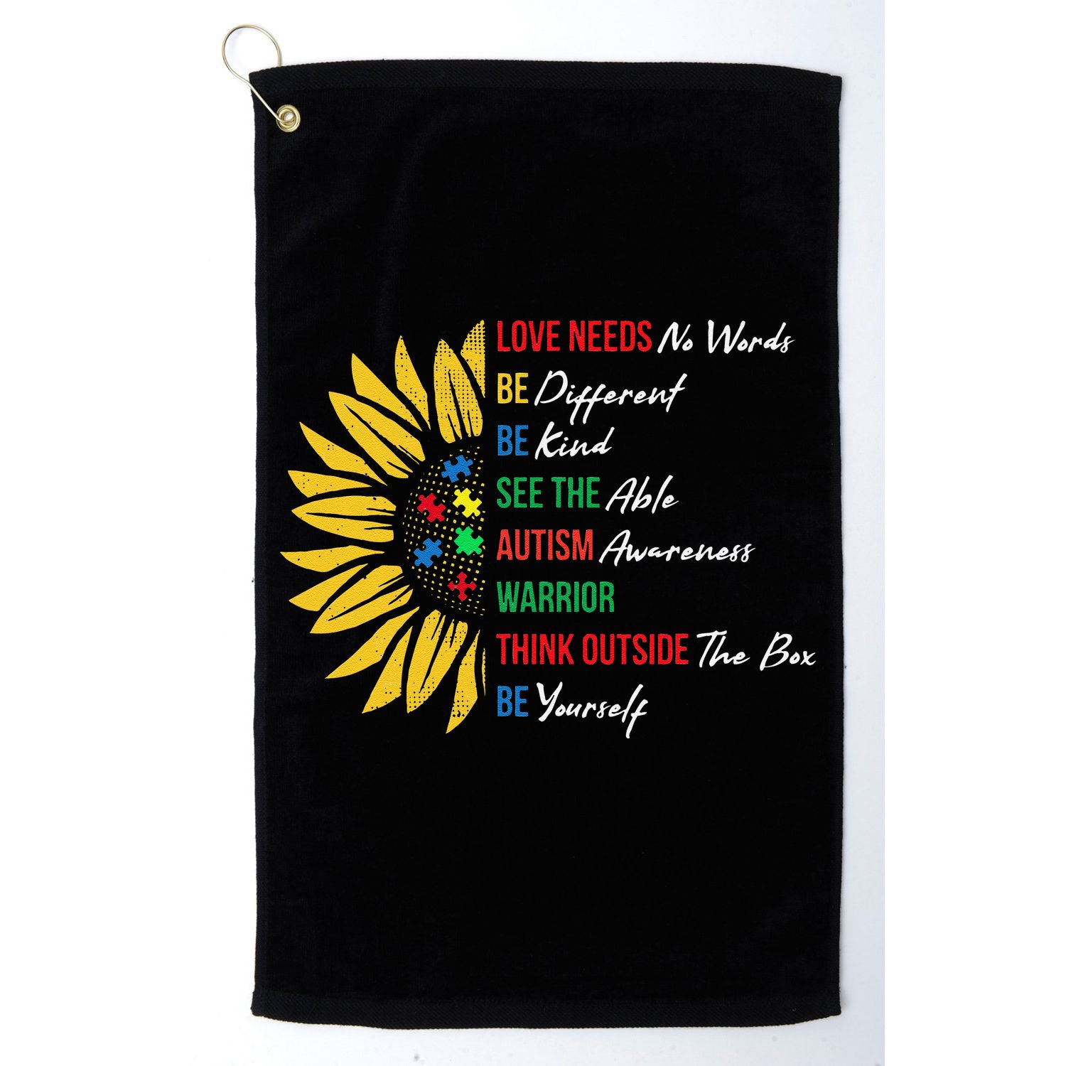 Puzzle Piece Quotes Inspirational Autism Awareness Gift Golf Towel