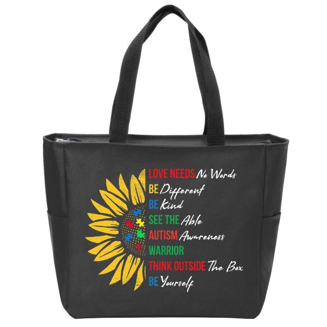 Puzzle Piece Quotes Inspirational Autism Awareness Gift Zip Tote Bag