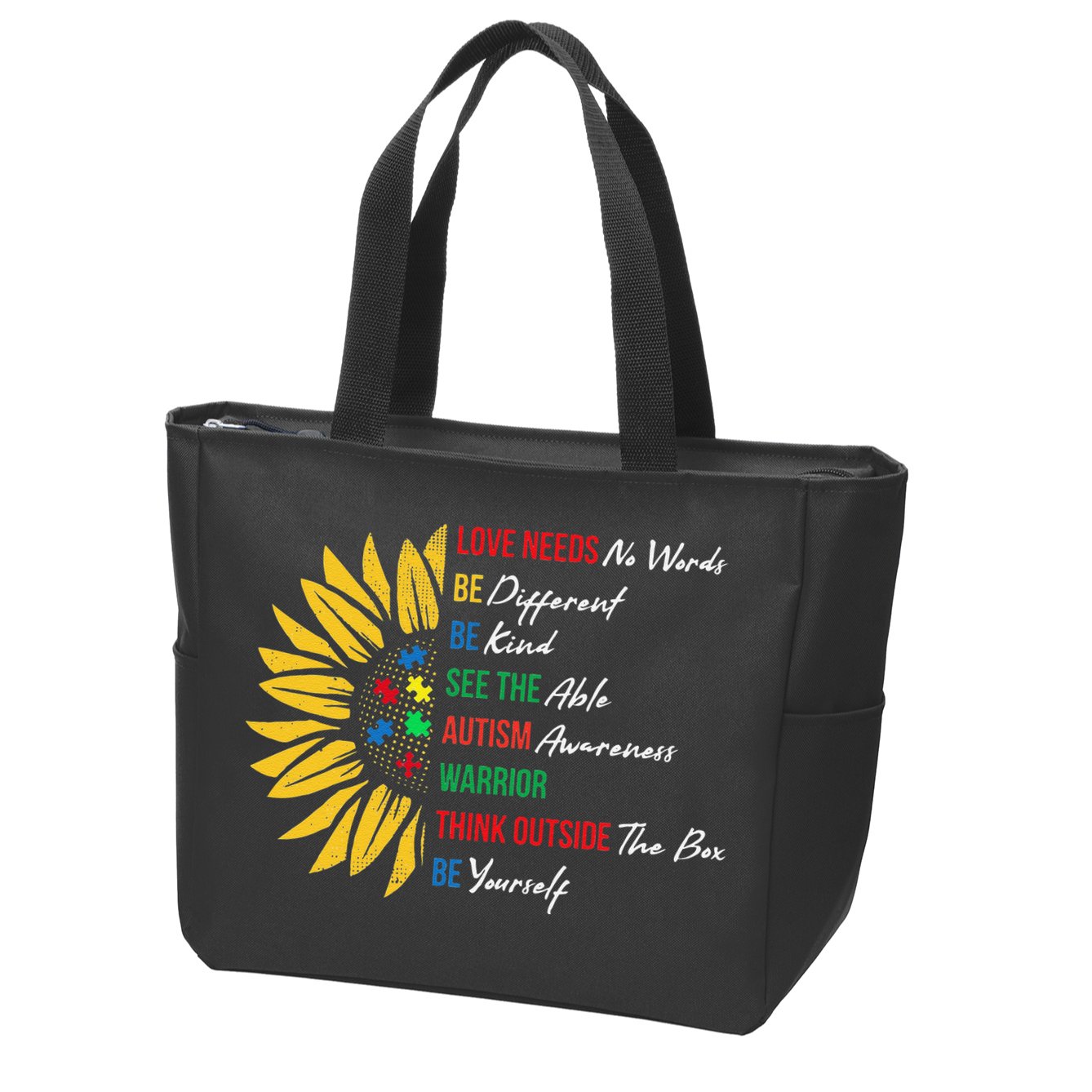 Puzzle Piece Quotes Inspirational Autism Awareness Gift Zip Tote Bag