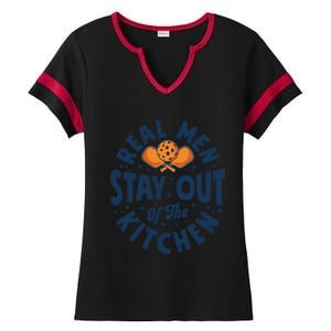 Play Pickleball Real Stay Out Of The Kitchen Funny Quote Cool Gift Ladies Halftime Notch Neck Tee