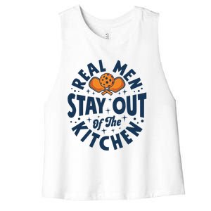 Play Pickleball Real Stay Out Of The Kitchen Funny Quote Cool Gift Women's Racerback Cropped Tank