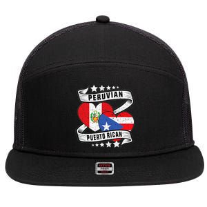 Peruvian Puerto rican Half Peruvian half Puerto rican 7 Panel Mesh Trucker Snapback Hat