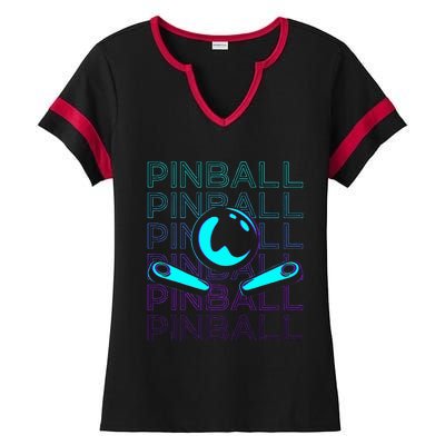 Pinball Player Retro Ladies Halftime Notch Neck Tee