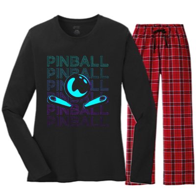 Pinball Player Retro Women's Long Sleeve Flannel Pajama Set 