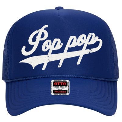 Pop Pop Retro Style Father’s Day Gift For Papa Grandpa Gift High Crown Mesh Back Trucker Hat