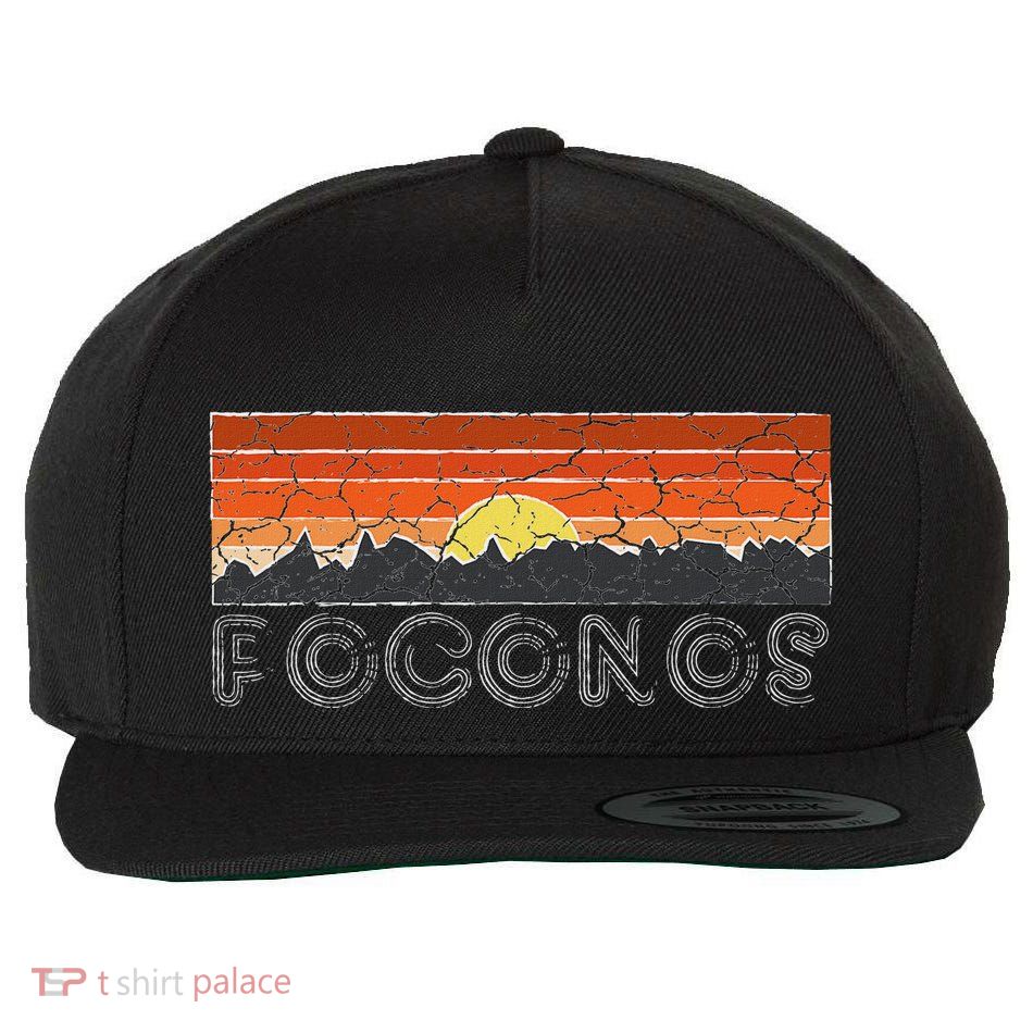 Poconos Pa Retro Distressed T Mountain Hiking Wool Snapback Cap
