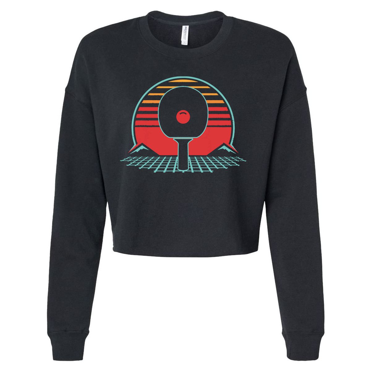 Ping Pong Retro Vintage 80s Style Table Tennis Gift Cropped Pullover Crew