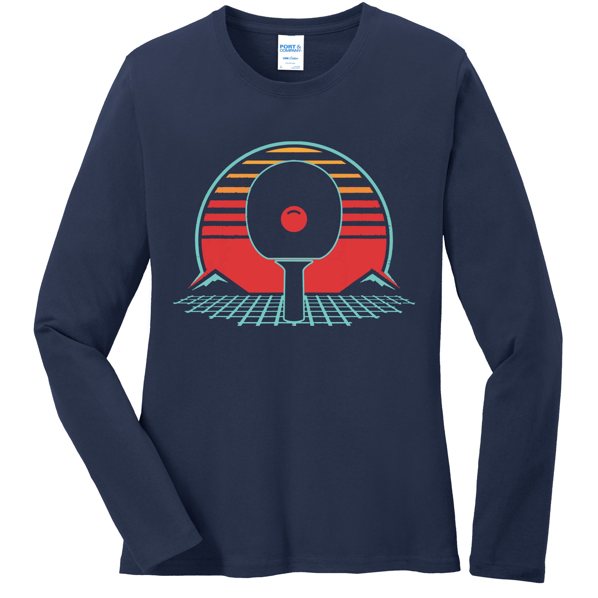 Ping Pong Retro Vintage 80s Style Table Tennis Gift Ladies Long Sleeve Shirt