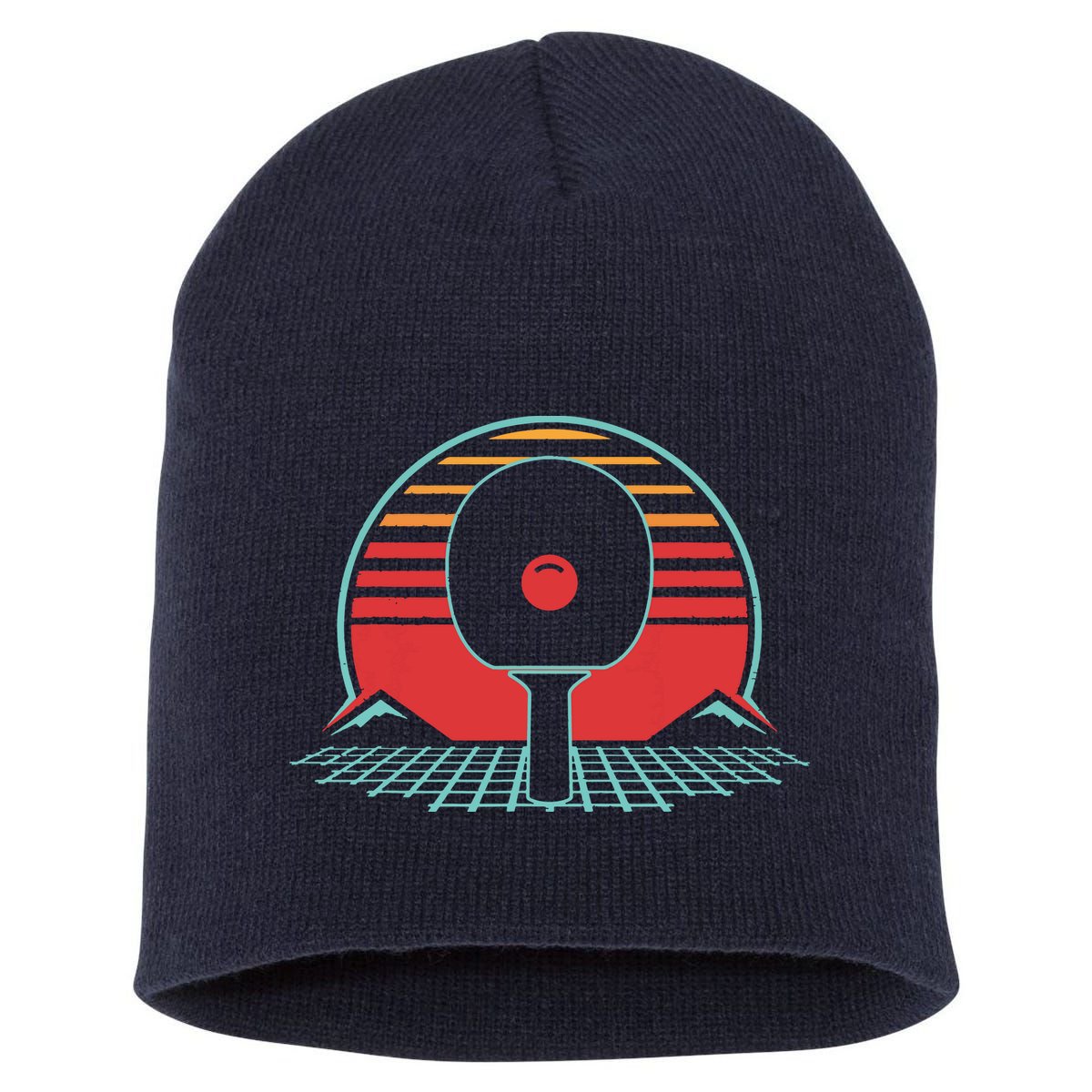 Ping Pong Retro Vintage 80s Style Table Tennis Gift Short Acrylic Beanie