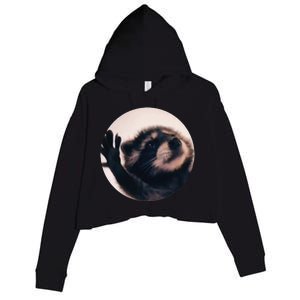 Pedro Pedro Racoon Dance Popular Internet Meme Racoon Day Crop Fleece Hoodie