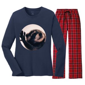 Pedro Pedro Racoon Dance Popular Internet Meme Racoon Day Women's Long Sleeve Flannel Pajama Set 