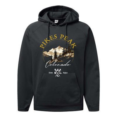 Pikes Peak Retro Vintage Apparel Pikes Peak Souvenir Performance Fleece Hoodie