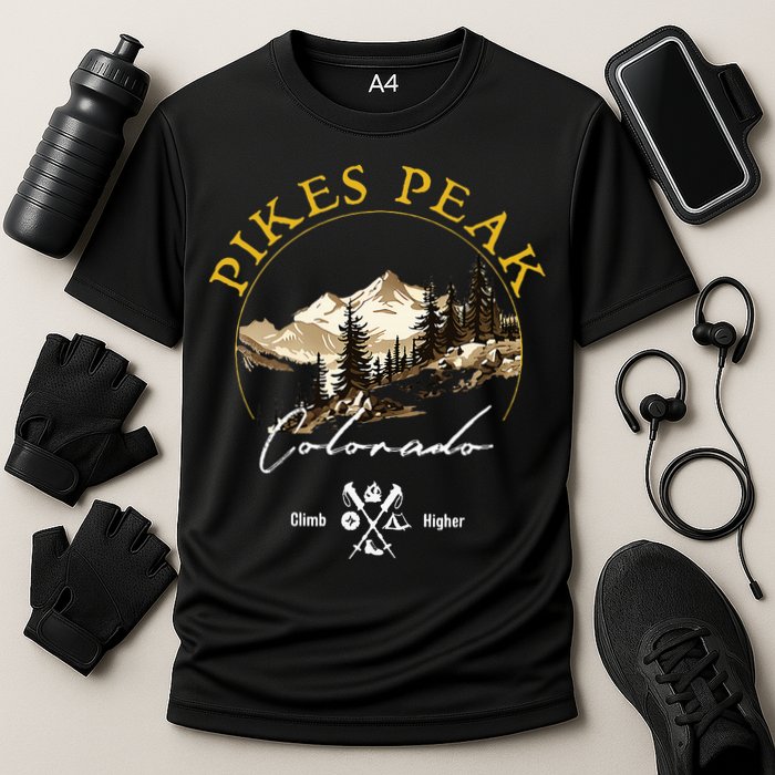 Pikes Peak Retro Vintage Apparel Pikes Peak Souvenir Cooling Performance Crew T-Shirt