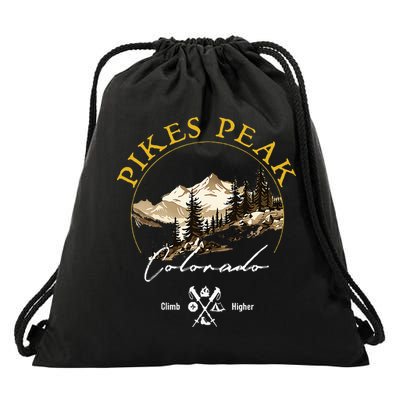 Pikes Peak Retro Vintage Apparel Pikes Peak Souvenir Drawstring Bag