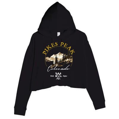 Pikes Peak Retro Vintage Apparel Pikes Peak Souvenir Crop Fleece Hoodie