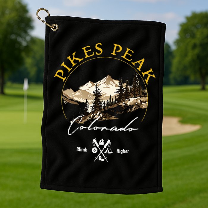 Pikes Peak Retro Vintage Apparel Pikes Peak Souvenir Golf Towel