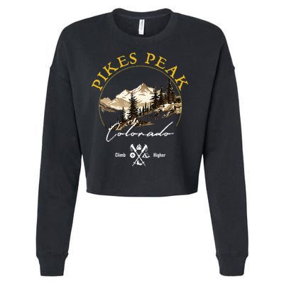 Pikes Peak Retro Vintage Apparel Pikes Peak Souvenir Cropped Pullover Crew
