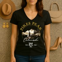 Pikes Peak Retro Vintage Apparel Pikes Peak Souvenir Women's V-Neck T-Shirt