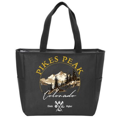 Pikes Peak Retro Vintage Apparel Pikes Peak Souvenir Zip Tote Bag