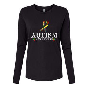 Puzzle Piece Ribbon Autism Awareness Gifts For Adults Womens Cotton Relaxed Long Sleeve T-Shirt