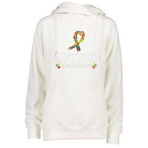 Puzzle Piece Ribbon Autism Awareness Gifts For Adults Womens Funnel Neck Pullover Hood