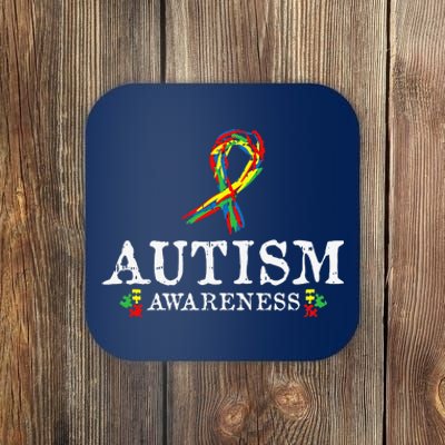 Puzzle Piece Ribbon Autism Awareness Gifts For Adults Coaster