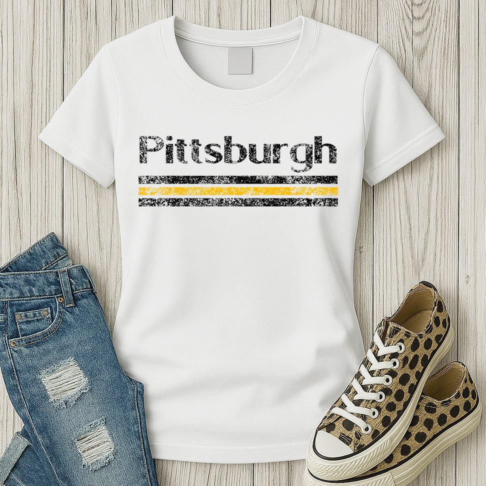 Pittsburgh Pennsylvania Retro Vintage Weathered Throwback Womens T-Shirt