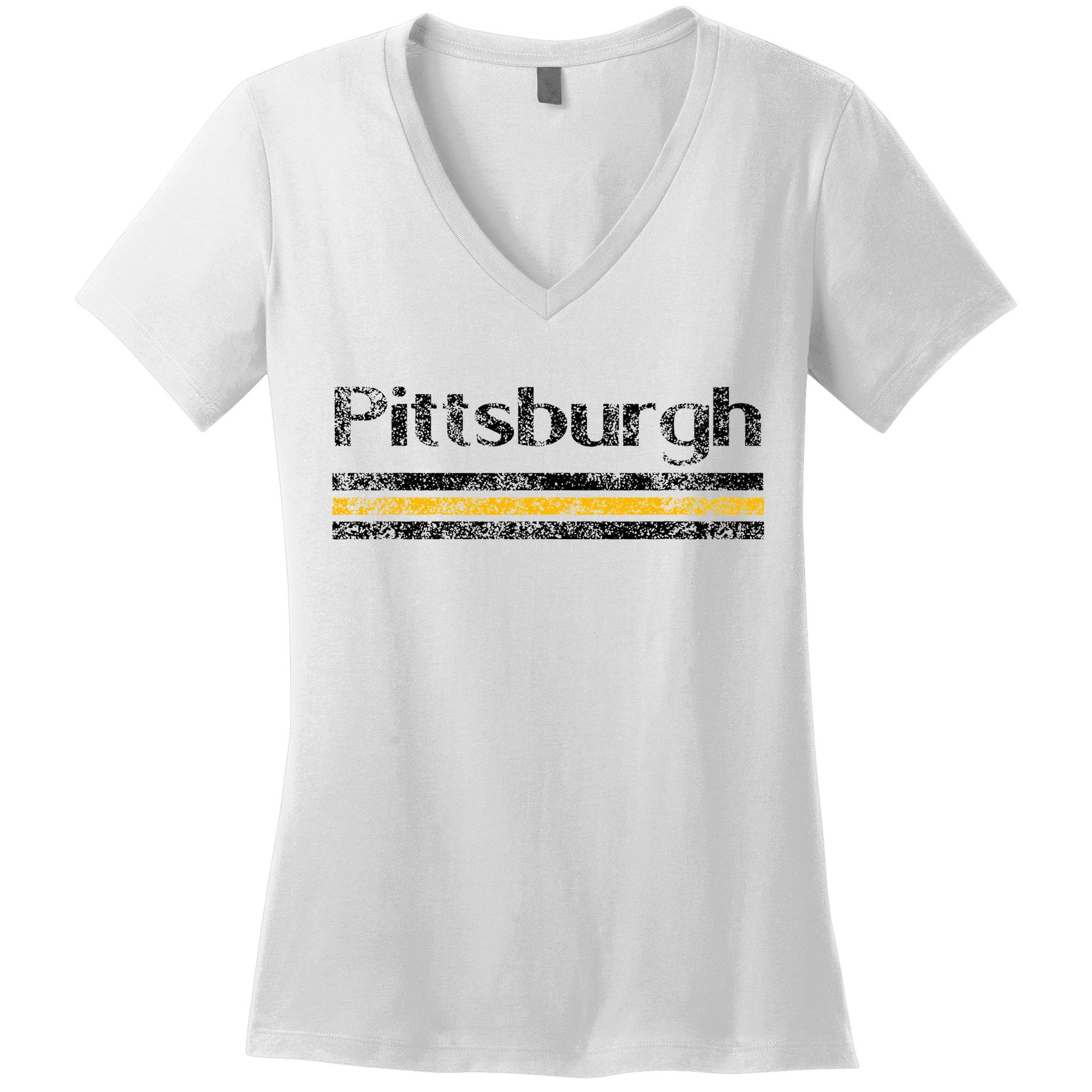 Pittsburgh Pennsylvania Retro Vintage Weathered Throwback Women's V-Neck T-Shirt