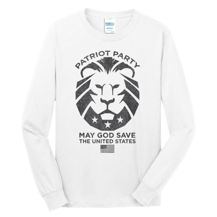 Patriot Party Revolution May God Save The USA Trump 2024 Tall Long Sleeve T-Shirt